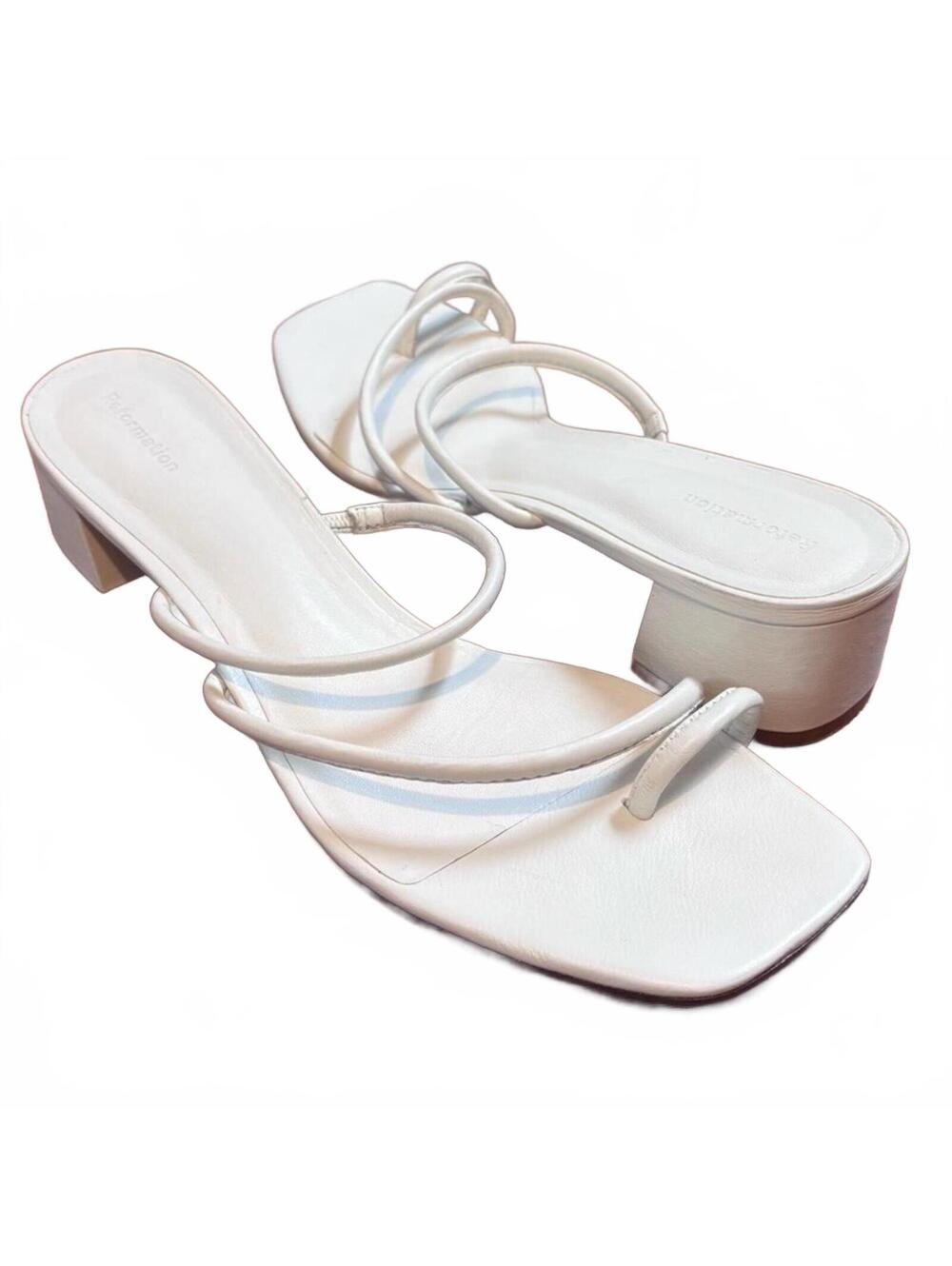 Reformation Meena Block Heel Sandal White Block Heel Size 9.5